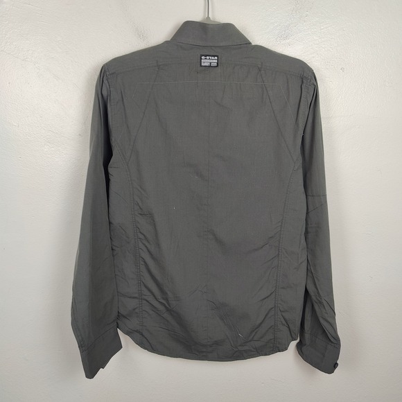 G Star Raw Elite Shirt Mens Small Snap Button Gray Rocker Military‎ Utility - Picture 5 of 10